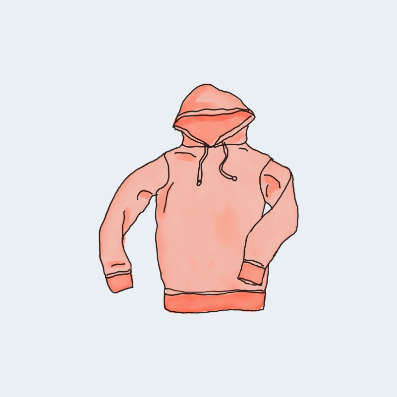 hoodie-2.jpg Ilustración de una sudadera con capucha color coral.
