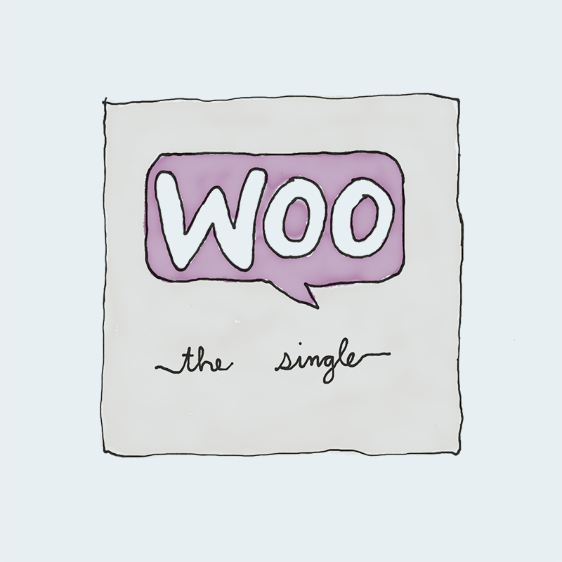 single-1.jpg Portada de un sencillo titulado "WOO" con un diseño sencillo y texto manuscrito.