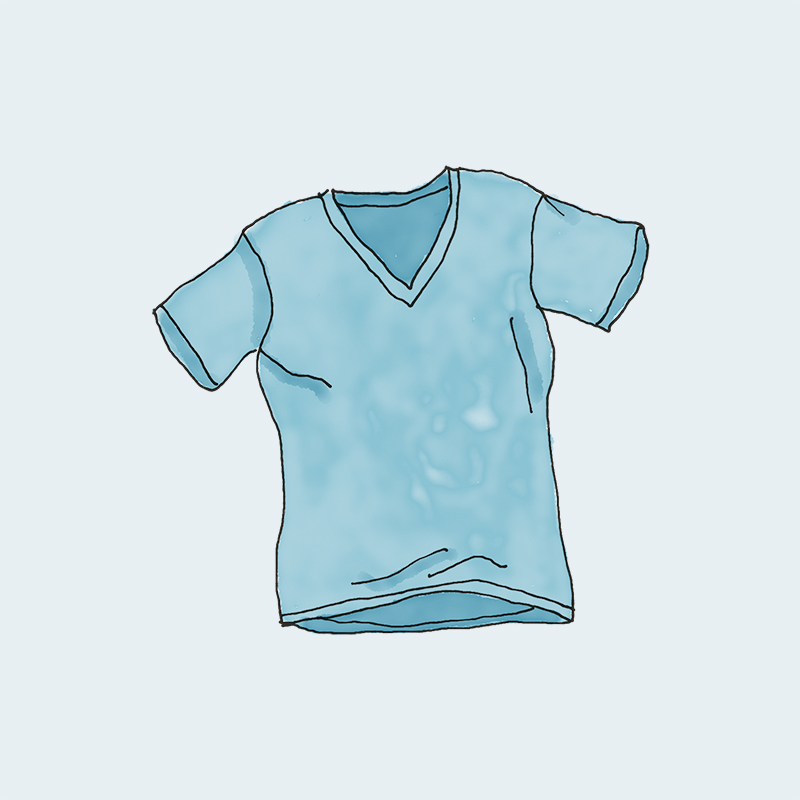 vnech-tee-blue-1.jpg Dibujo de una camiseta azul con cuello en V.